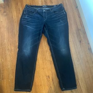 Silver Jeans- Fluid Denim-Boyfriend Jeans- Dark Wash Distressed Sz 18/L29